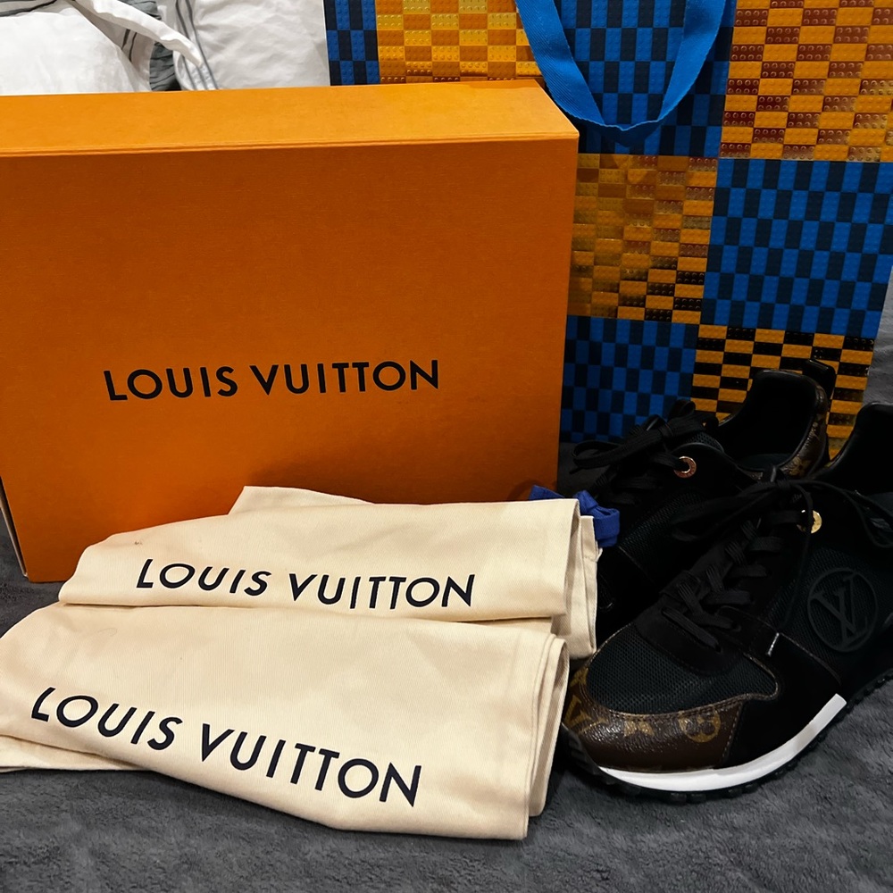 Authentic Louis Vuitton Women's Run Away Sneakers with Monogram Canvas and Suede